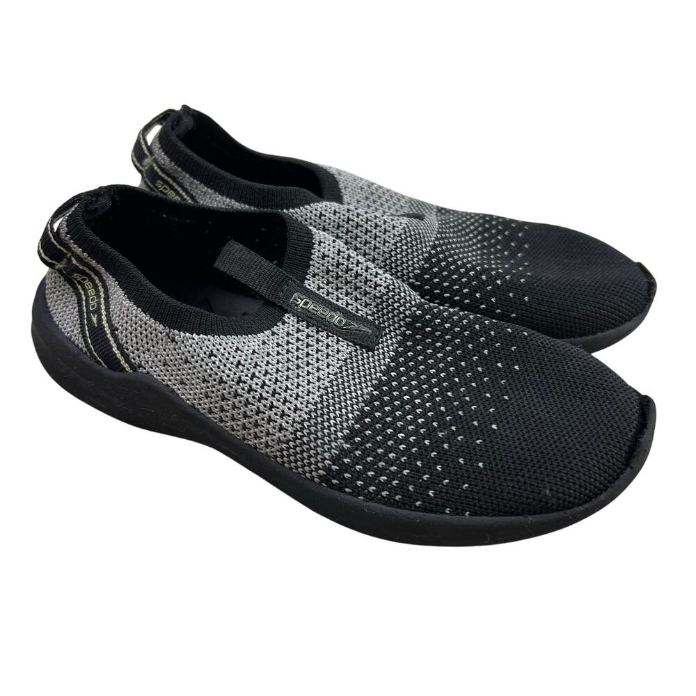 Speedo Surfknit Pro Water Shoes, Black Gray, Knit Mesh, Slip-On Aqua Sneakers - Picture 2 of 9